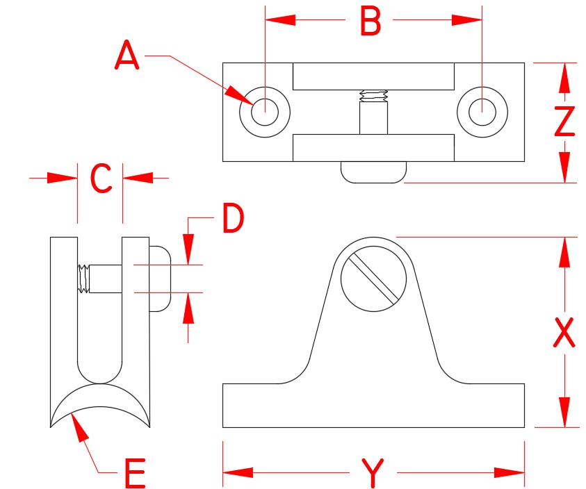 Stainless Steel Deck Hinges - 90 Degree and Concave, Railing and Bimini, S3682-3000